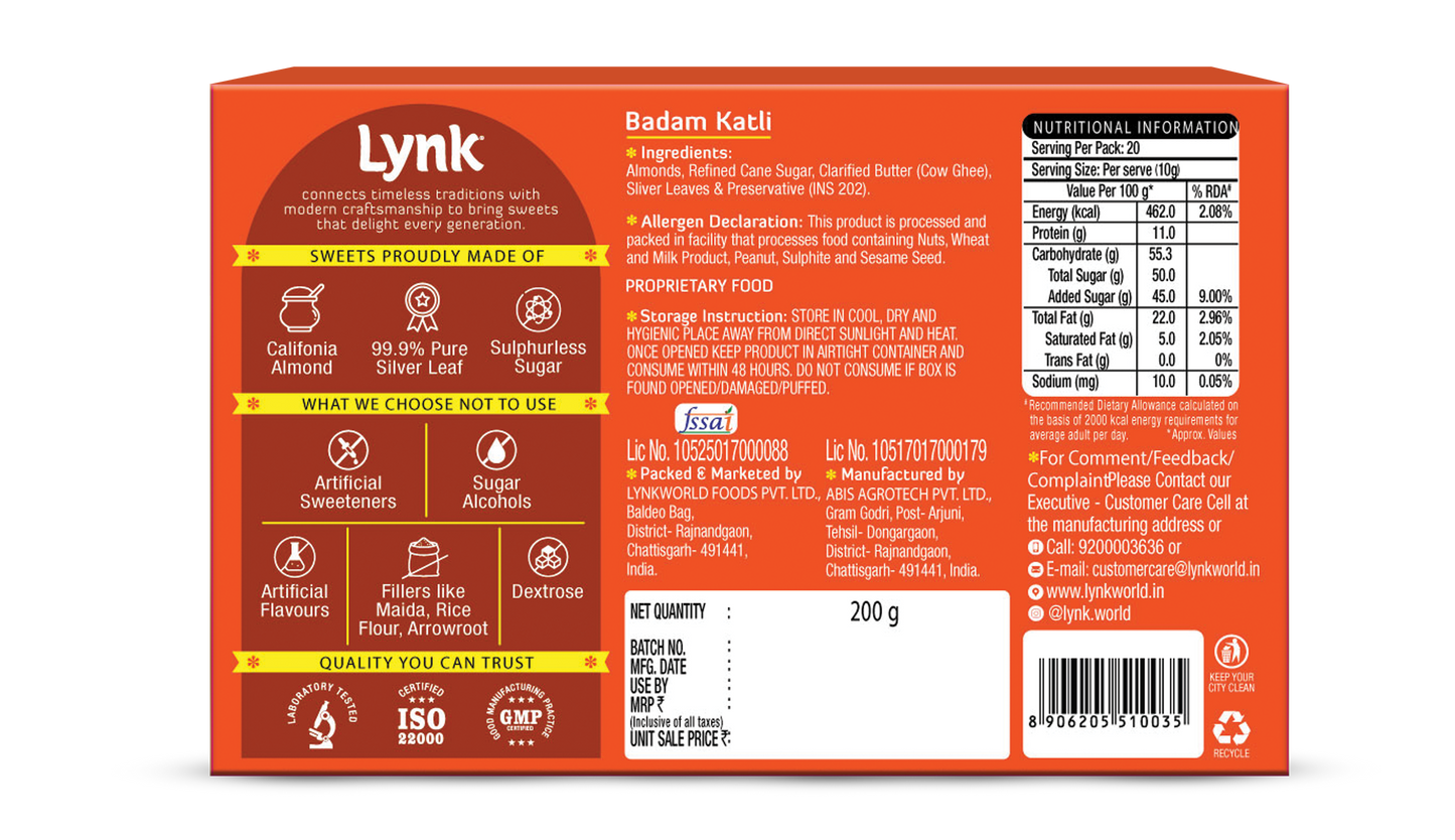 Badam Katli Back Package