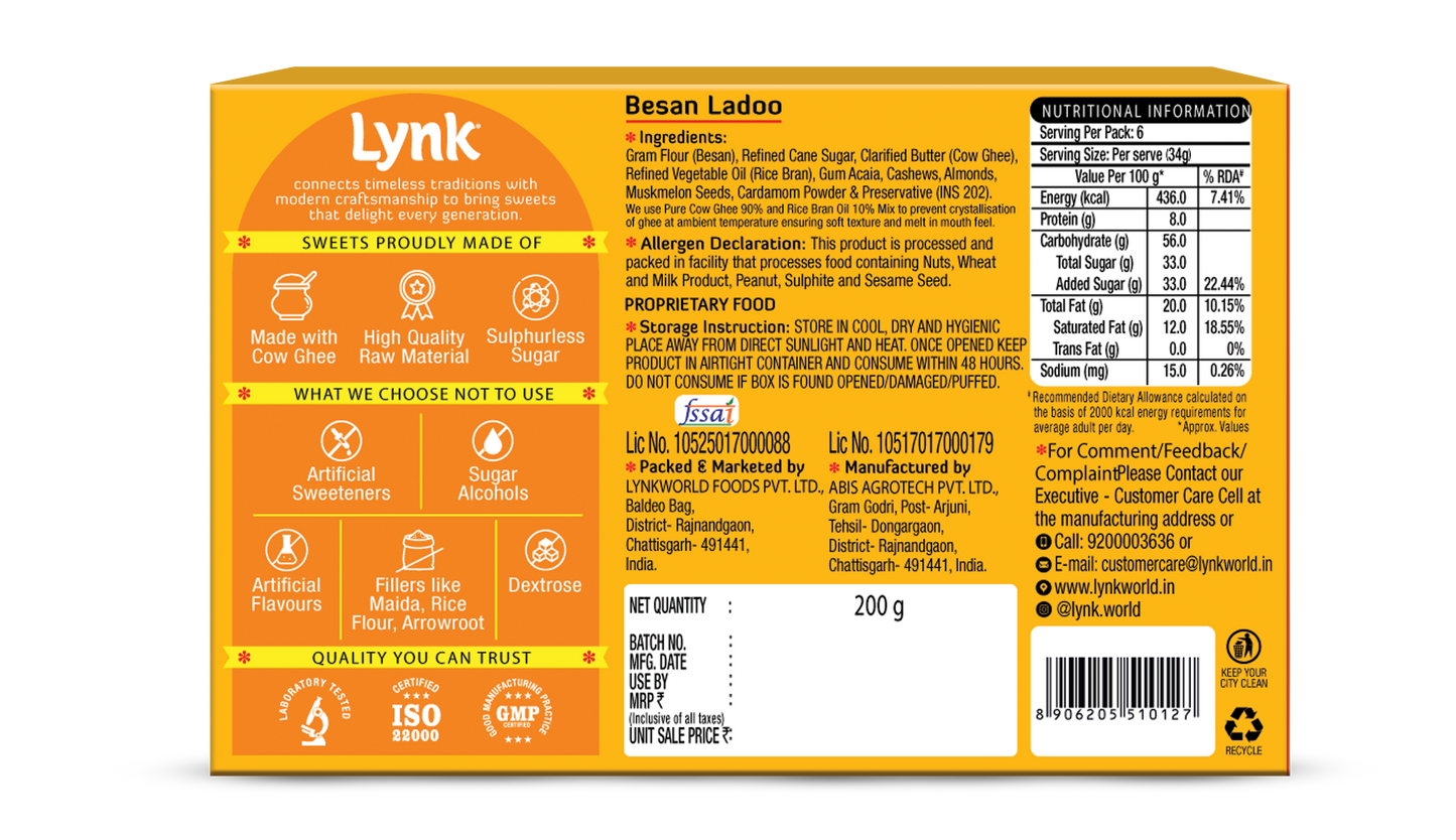 Besan Ladoo Back Package