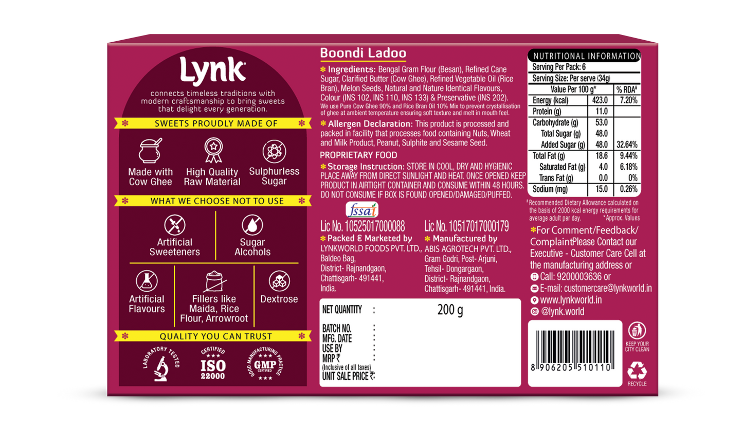 Boondi Ladoo Back Package