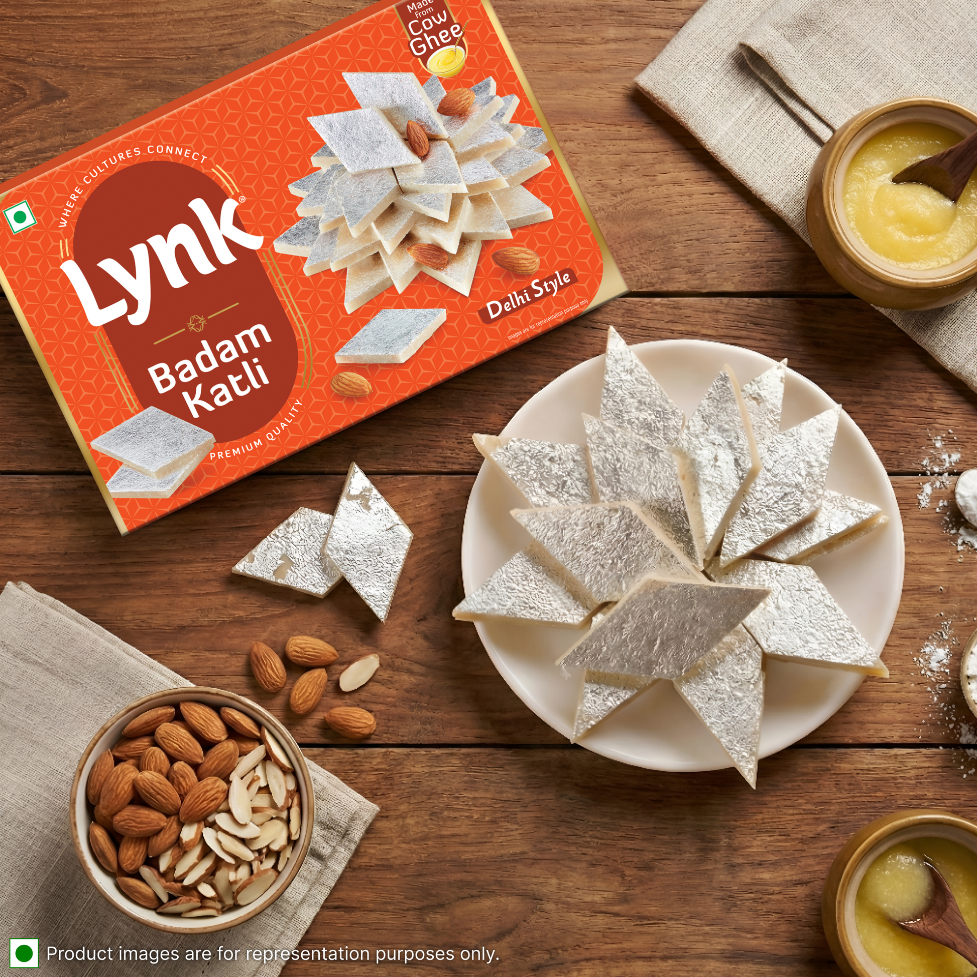 Badam Katli – Almond Indian Sweet made with Pure Ghee by Lynkfoods
